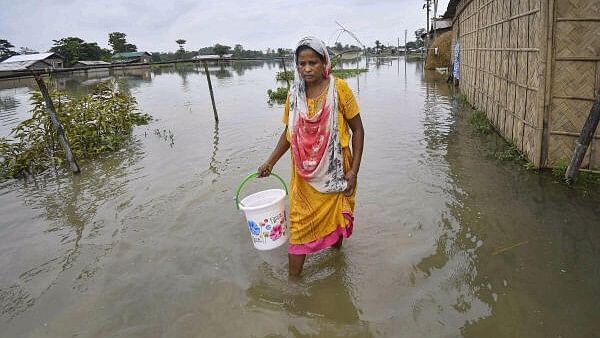 <div class="paragraphs"><p>A woman during the Assam floods</p></div>