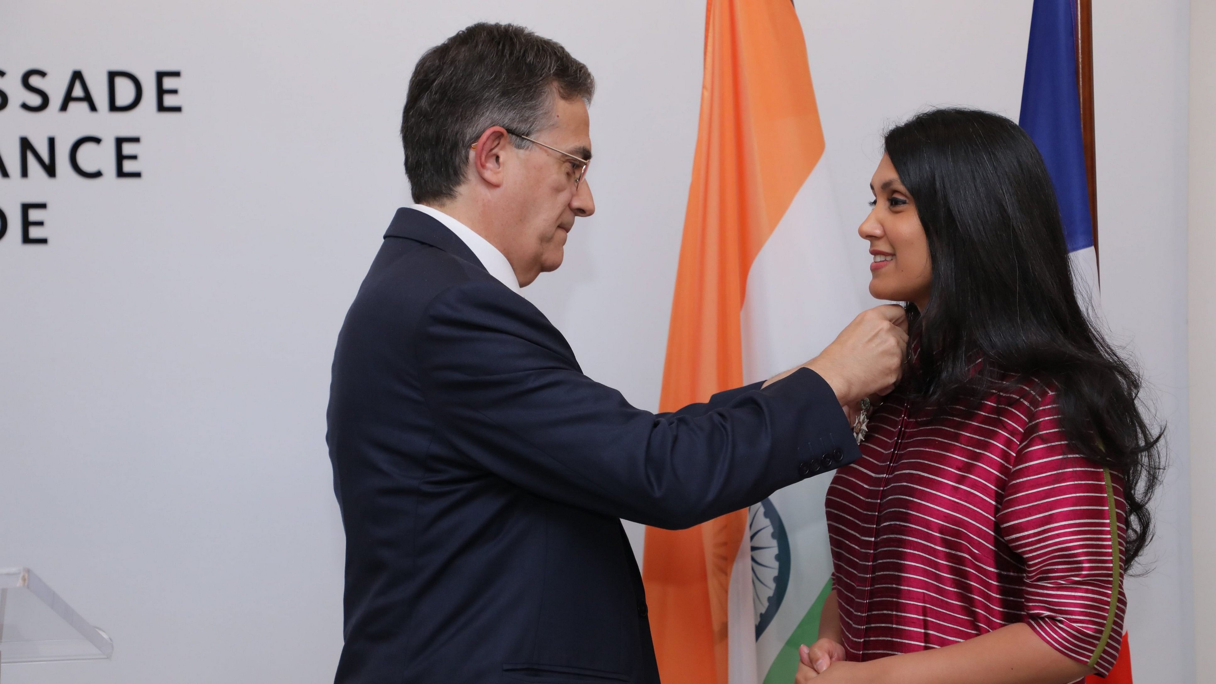 <div class="paragraphs"><p>Ambassador of France to India Thierry Mathou confers the Légion d'Honneur, France's highest civilian award, to Roshni Nadar Malhotra, Chairperson, HCLTech. </p></div>