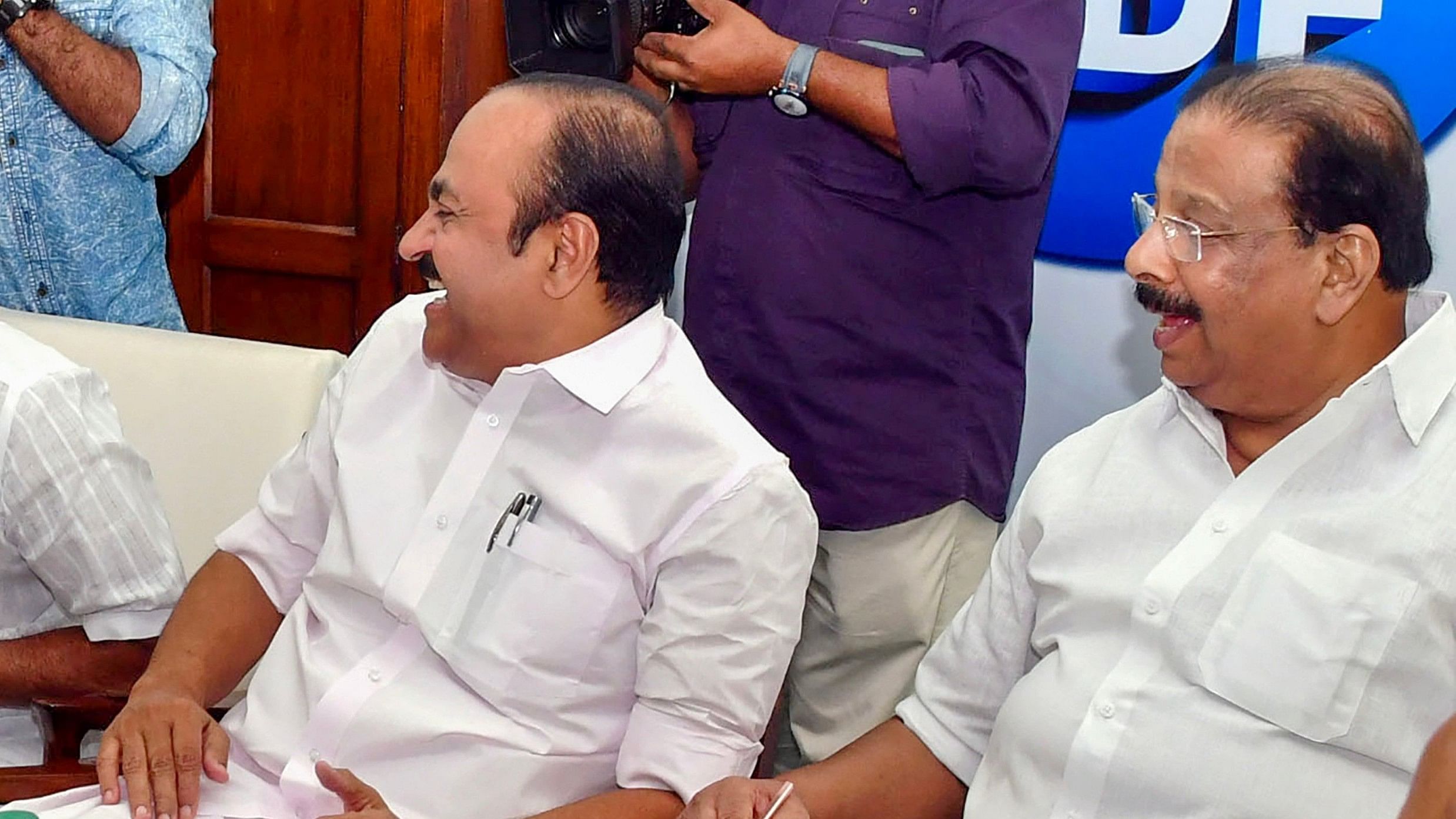 <div class="paragraphs"><p>Leader of Opposition in Kerala Assembly V D Satheesan and Kerala Congress President K Sudhakaran during a UDF meeting, in Thiruvananthapuram.</p></div>