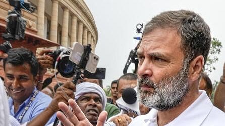 <div class="paragraphs"><p>Rahul Gandhi speaks to the media at the Parliament House complex on the day of the presentation of Union Budget in New Delhi.</p></div>