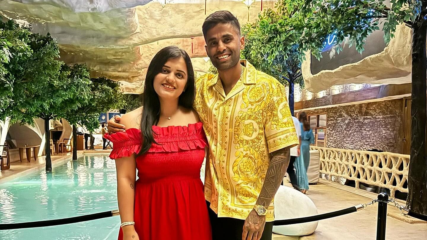 <div class="paragraphs"><p>Suryakumar Yadav with his wife Divisha Shetty.</p></div>