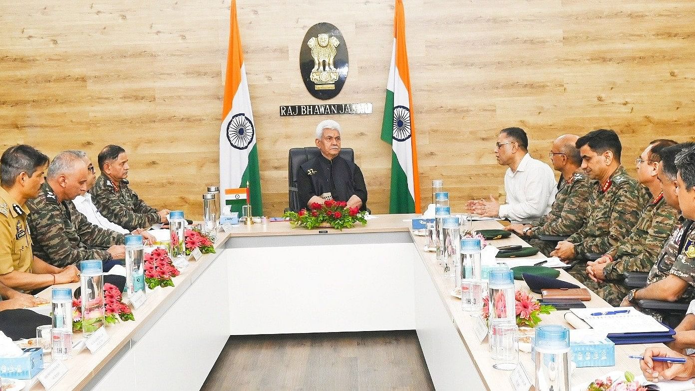 <div class="paragraphs"><p>Governor Manoj Sinha chairs high-level meeting with Army chief on Saturday.</p></div>