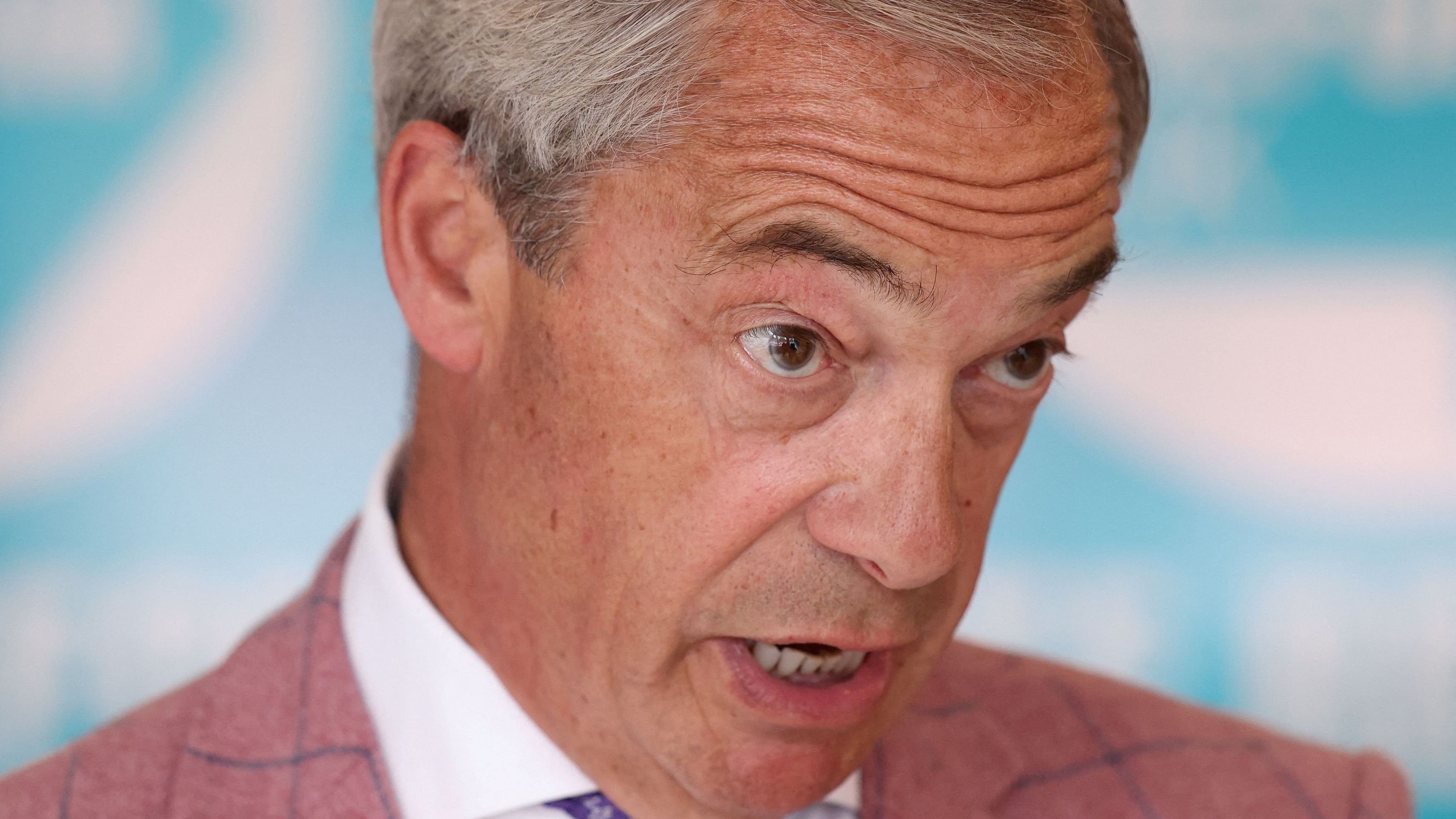 <div class="paragraphs"><p>UK Reform party leader Nigel Farage speaks during an interview.</p></div>