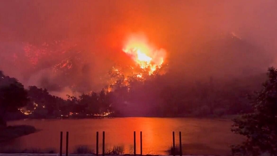 <div class="paragraphs"><p>A view shows fire blazing amidst the wildfire in Santa Ynez Valley, Santa Barbara County, California, US.</p></div>