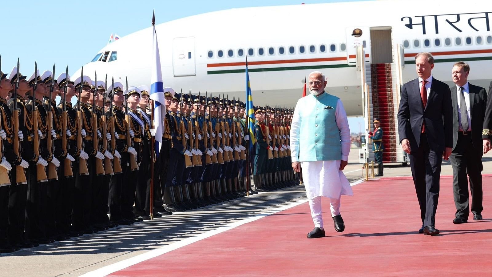 <div class="paragraphs"><p>Modi was received at the Vnukovo-II airport by Russia's First Deputy Prime Minister Denis Manturov.</p></div>