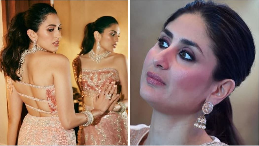 <div class="paragraphs"><p>Shloka Mehta in the recreated 'Bole Chudiyan' ensemble and actress Kareena Kapoor, who wore the OG version in the film.&nbsp;</p></div>