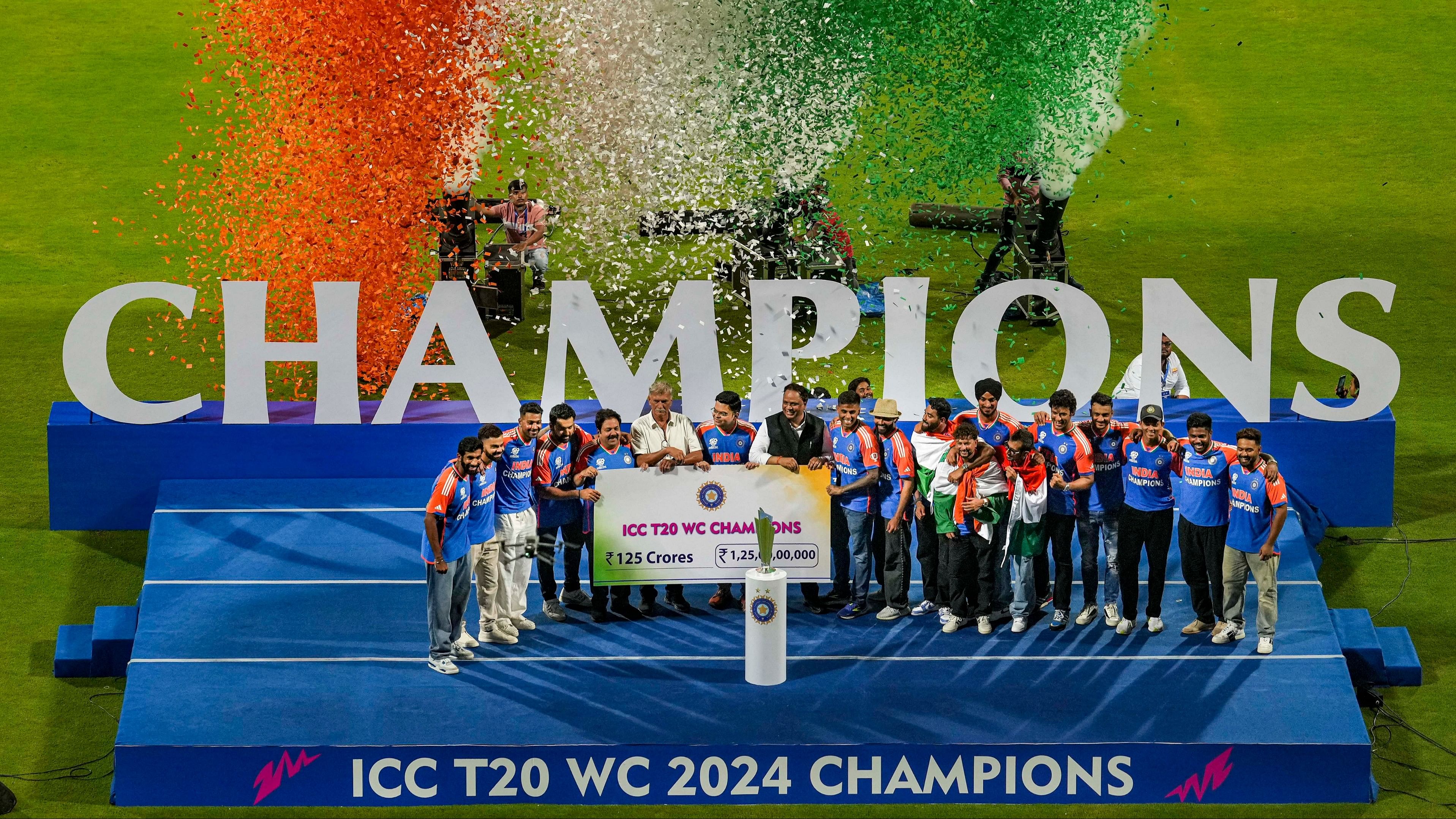 <div class="paragraphs"><p>Team India's felicitation ceremony at Wankhede Stadium in Mumbai.</p></div>