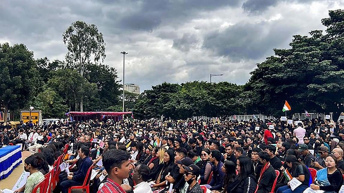 <div class="paragraphs"><p>A file photo of demonstration in support of Kuki-Zo Tribals of Manipur. (Representative image)</p></div>