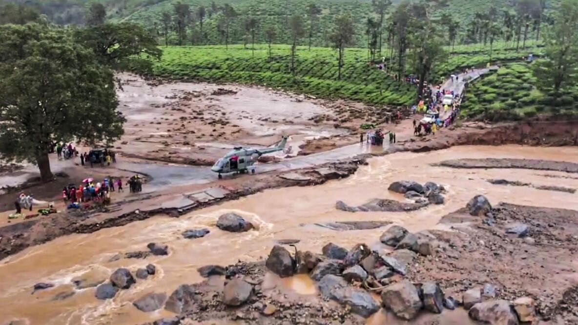 <div class="paragraphs"><p> A drone view of a landslide site in Chooralmala, in Wayanad district.</p></div>