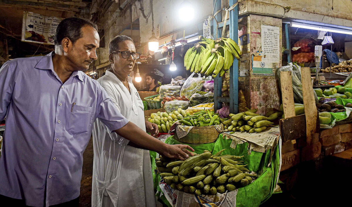 <div class="paragraphs"><p>Members of a task force at a vegetable market, in Kolkata.</p></div>