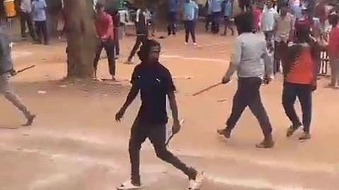 <div class="paragraphs"><p>The suspects seen with weapons at the playground at the Government High School in Bileshivale. </p></div>