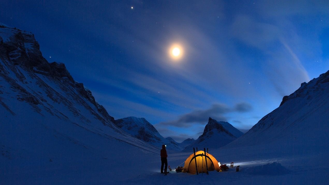 <div class="paragraphs"><p>A person and his tent seen in the Arctic circle.</p></div>