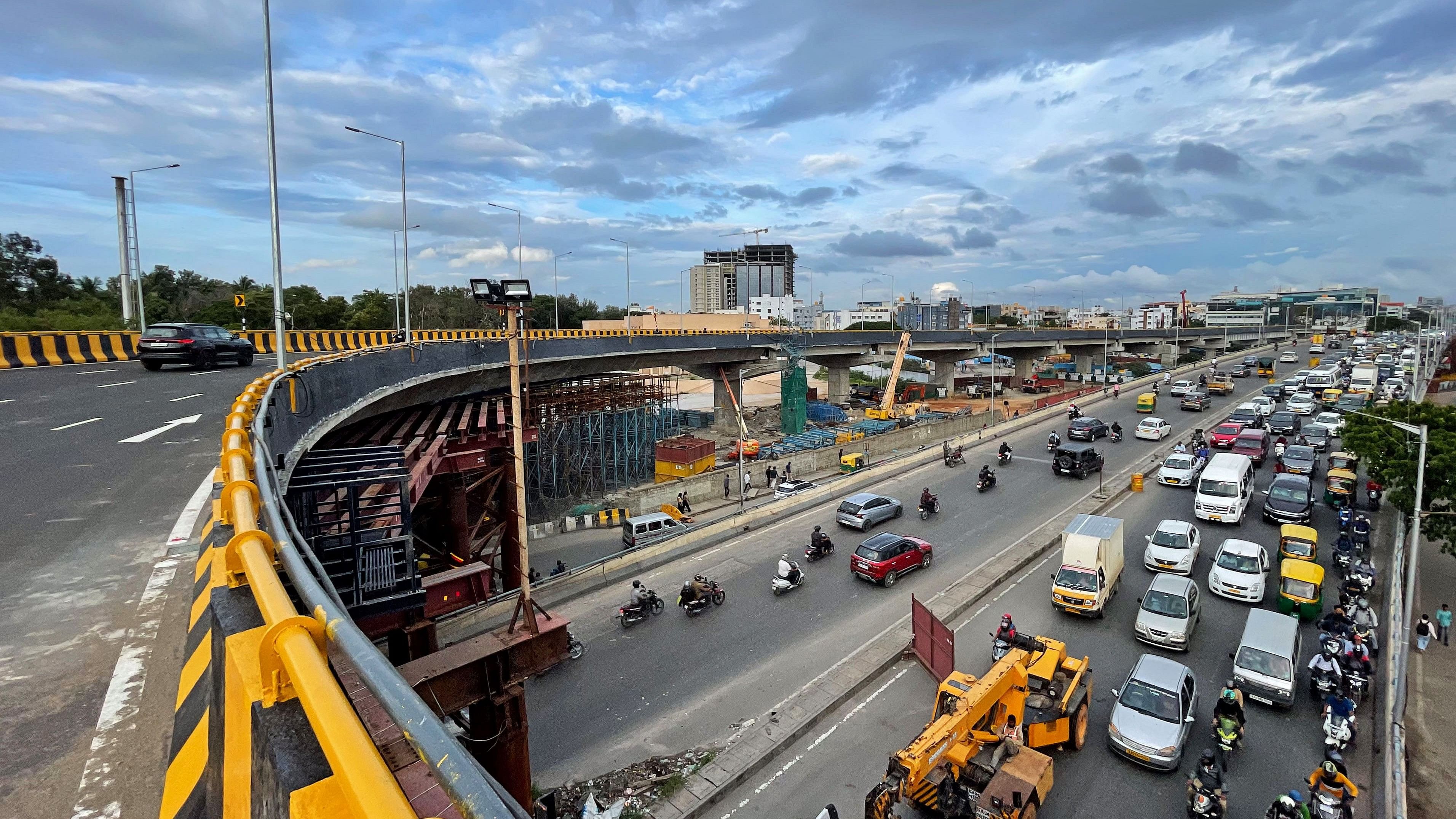 <div class="paragraphs"><p>A view from the newly constructed flyover above Silk Board, that was opened to the public on Wednesday. </p></div>