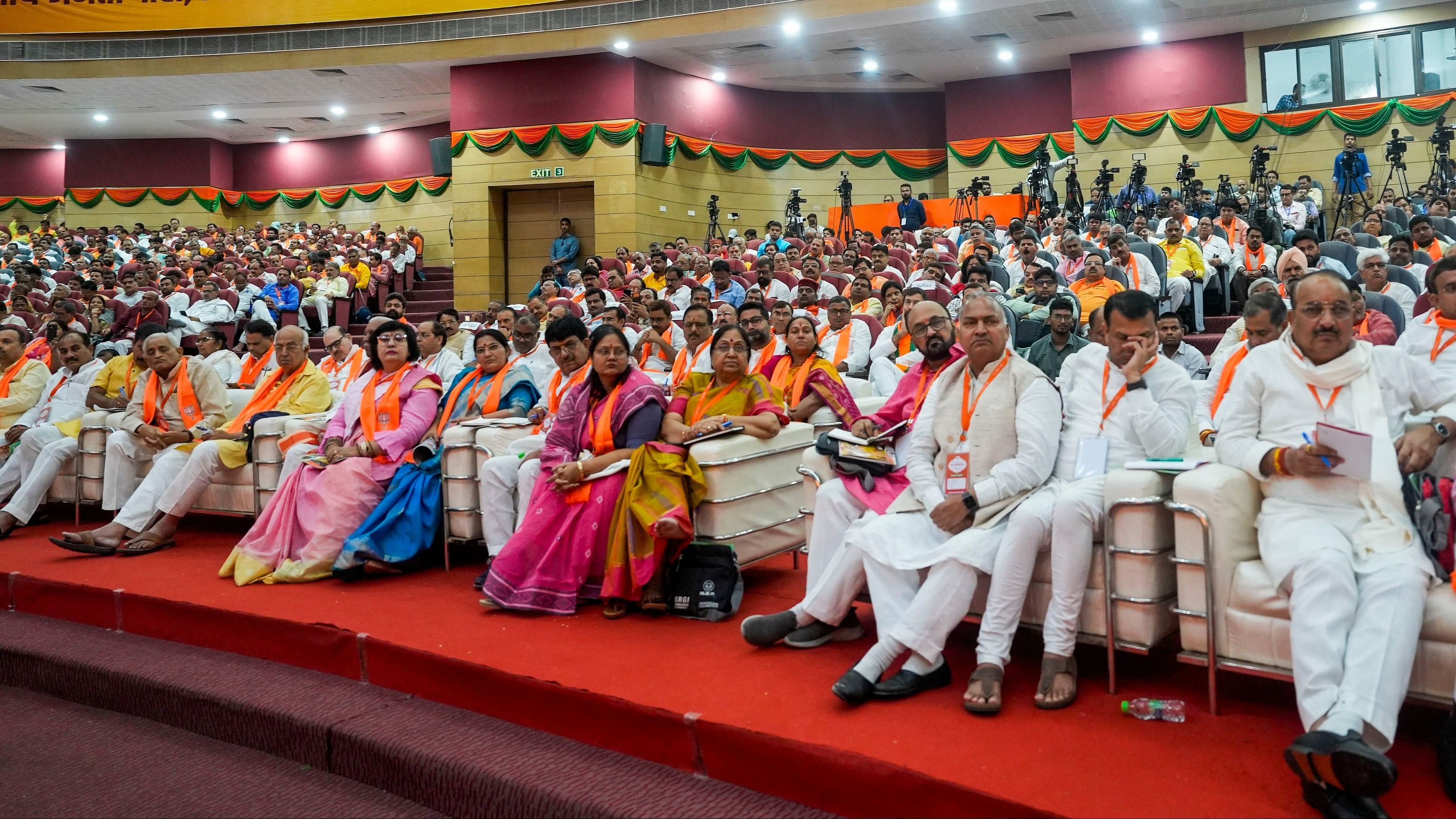 <div class="paragraphs"><p>BJP leaders and workers during a party meeting, in Lucknow, on Sunday, July 14, 2024. </p></div>