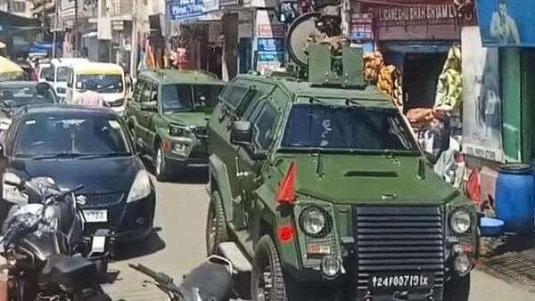 <div class="paragraphs"><p>Army vehicles rush to the encounter site after four Army personnel, including an officer, died after being injured in a gunfight with terrorists, at Bhadarwah, in Doda district of Jammu and Kashmir.</p></div>