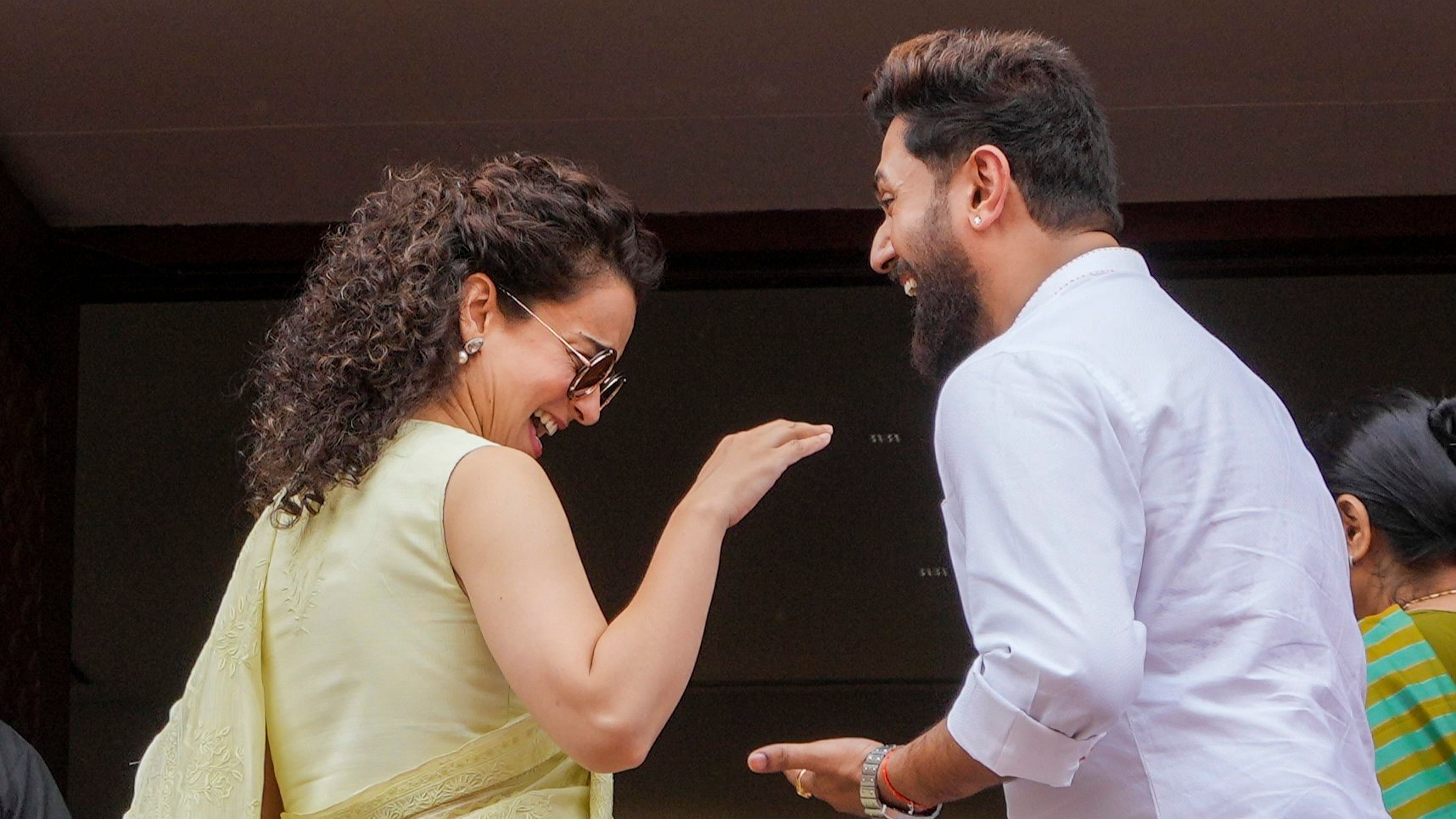 <div class="paragraphs"><p>Union Minister Chirag Paswan with BJP MP Kangana Ranaut.</p></div>