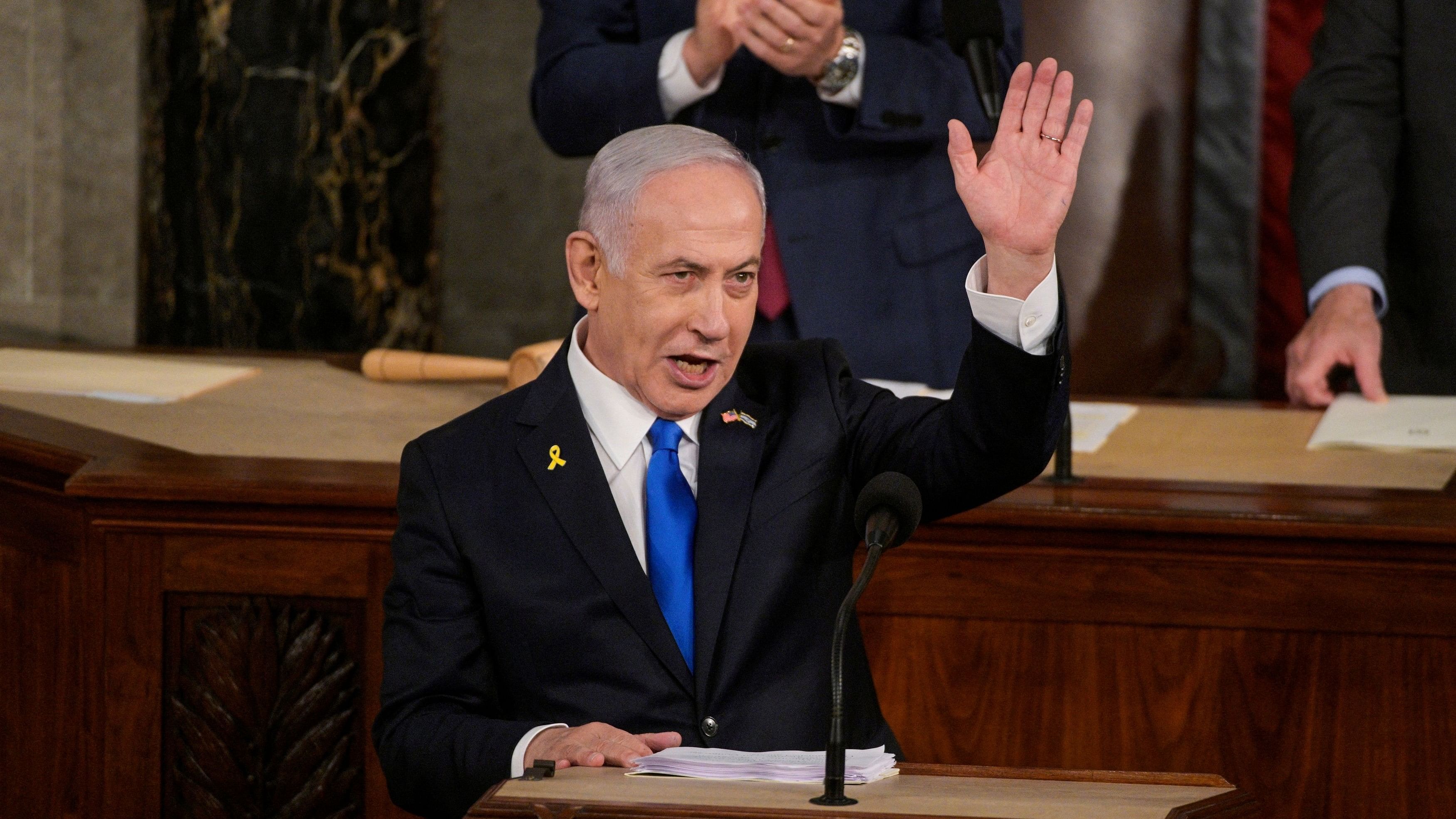 <div class="paragraphs"><p>Israeli Prime Minister Benjamin Netanyahu addresses a joint meeting of Congress in Washington</p></div>