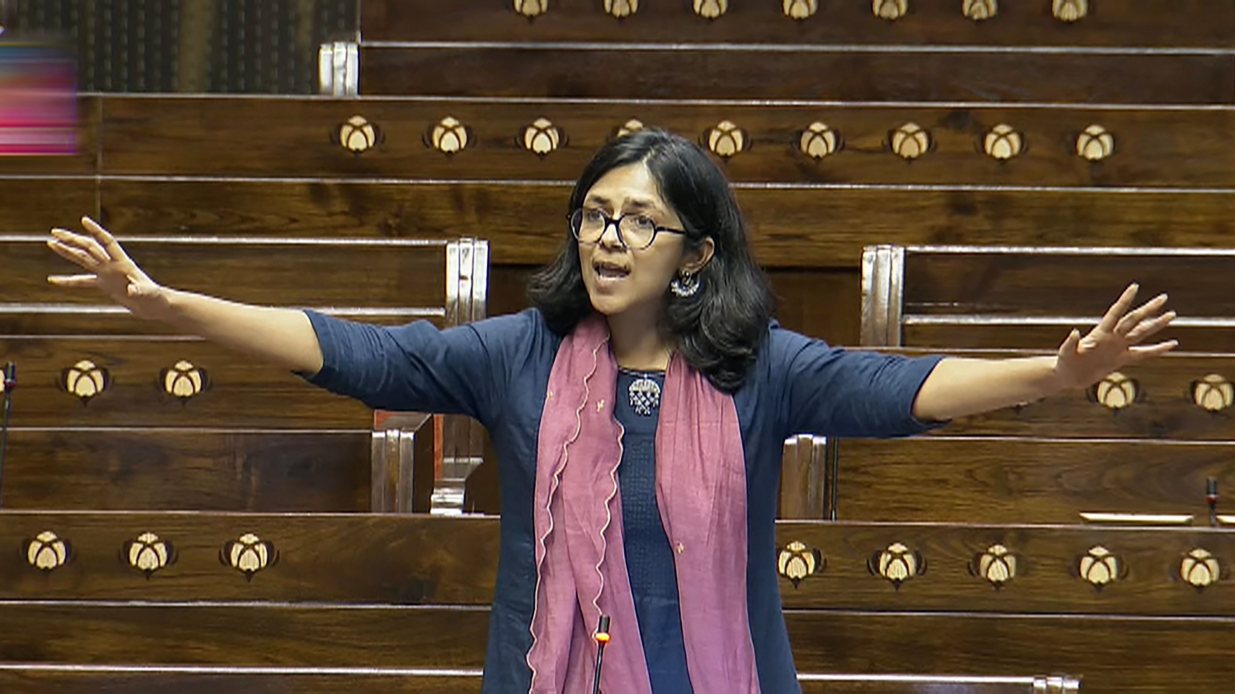 <div class="paragraphs"><p>MP Swati Maliwal speaks in the Rajya Sabha during the Monsoon session of Parliament, in New Delhi, Monday, July 29, 2024. </p></div>