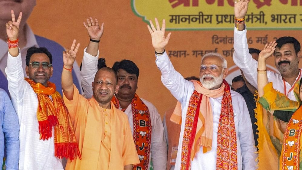 <div class="paragraphs"><p>File photo of Prime Minister Narendra Modi, Uttar Pradesh Chief Minister Yogi Adityanath during Lok Sabha polls in the state.&nbsp;</p></div>