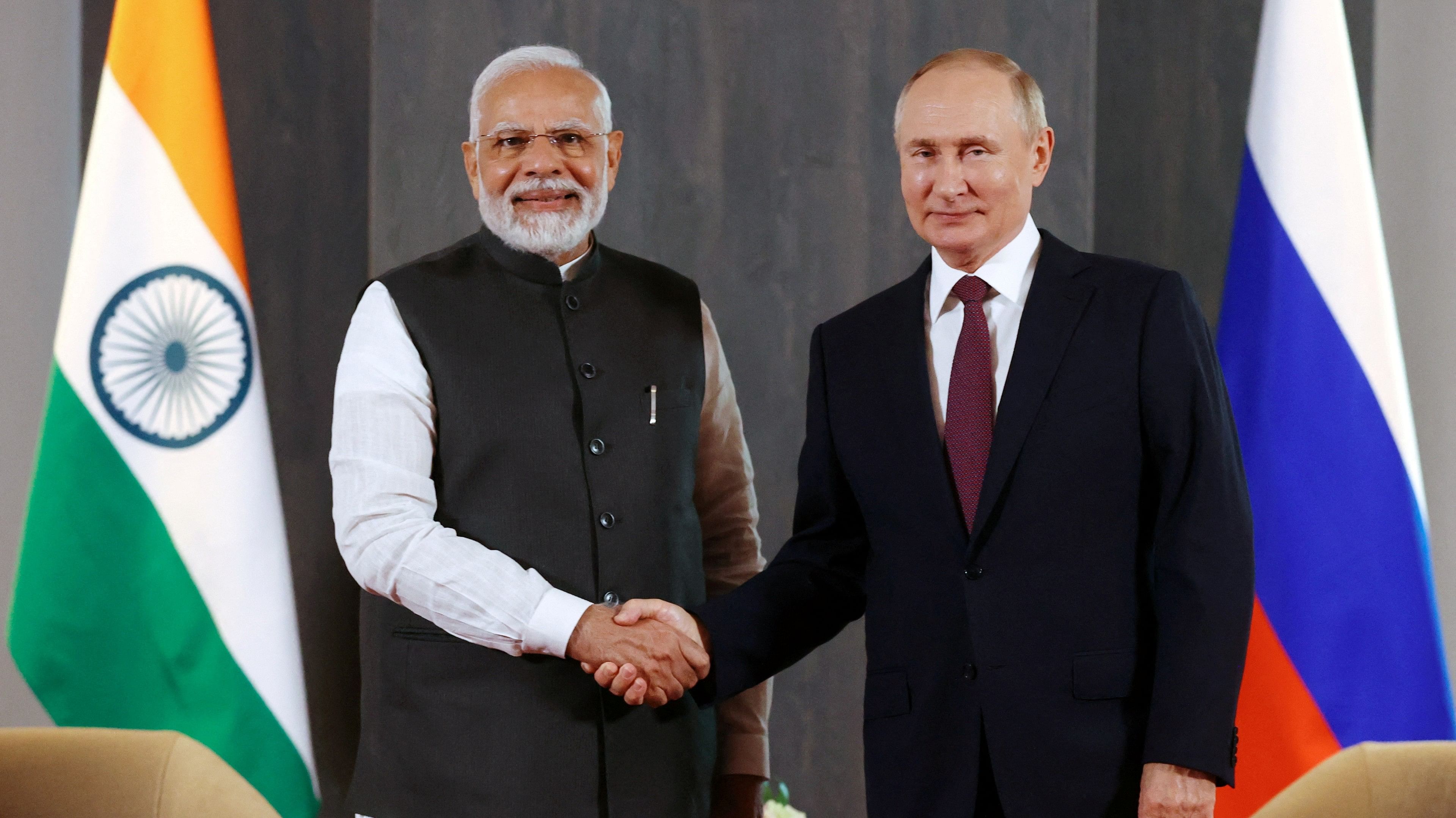 <div class="paragraphs"><p>File photo of Russian President Putin with&nbsp; Prime Minister Modi meet in Samarkand</p></div>