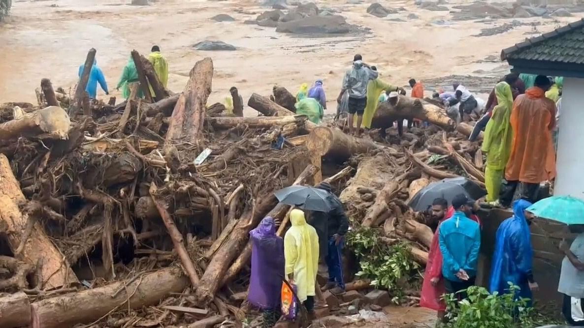 <div class="paragraphs"><p>Rescue operation after landslides in the hilly areas near Meppadi, in Wayanad district. </p></div>