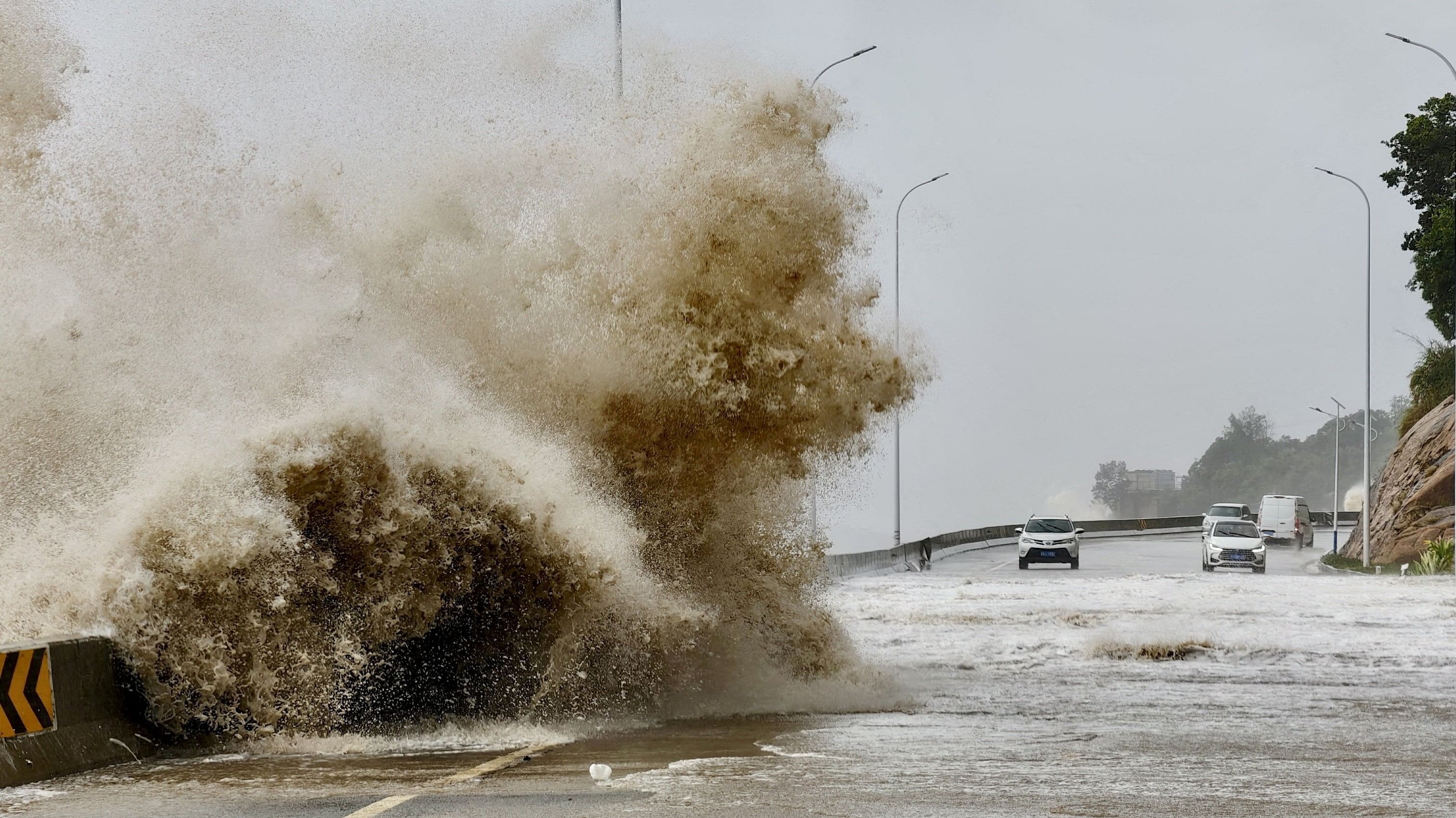 <div class="paragraphs"><p>Waves crash on the coast of Sansha town as Typhoon Gaemi.</p></div>