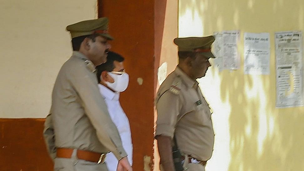 <div class="paragraphs"><p>Ashish Mishra, accused in the Lakhimpur Kheri violence case, being taken to custody after he surrendered following Supreme Court's orders, in Lakhimpur Kheri district, Sunday, April 24, 2022.</p></div>