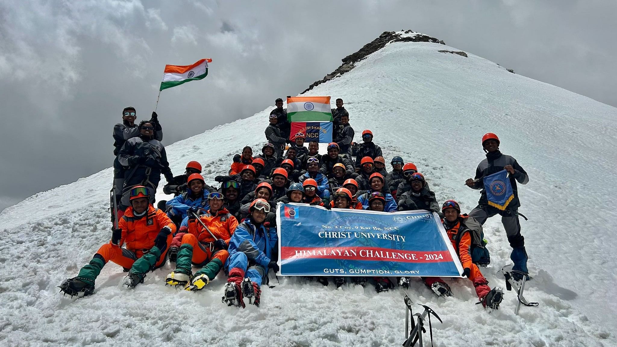 <div class="paragraphs"><p>The cadets atop a mountain peak in Himachal Pradesh. </p></div>