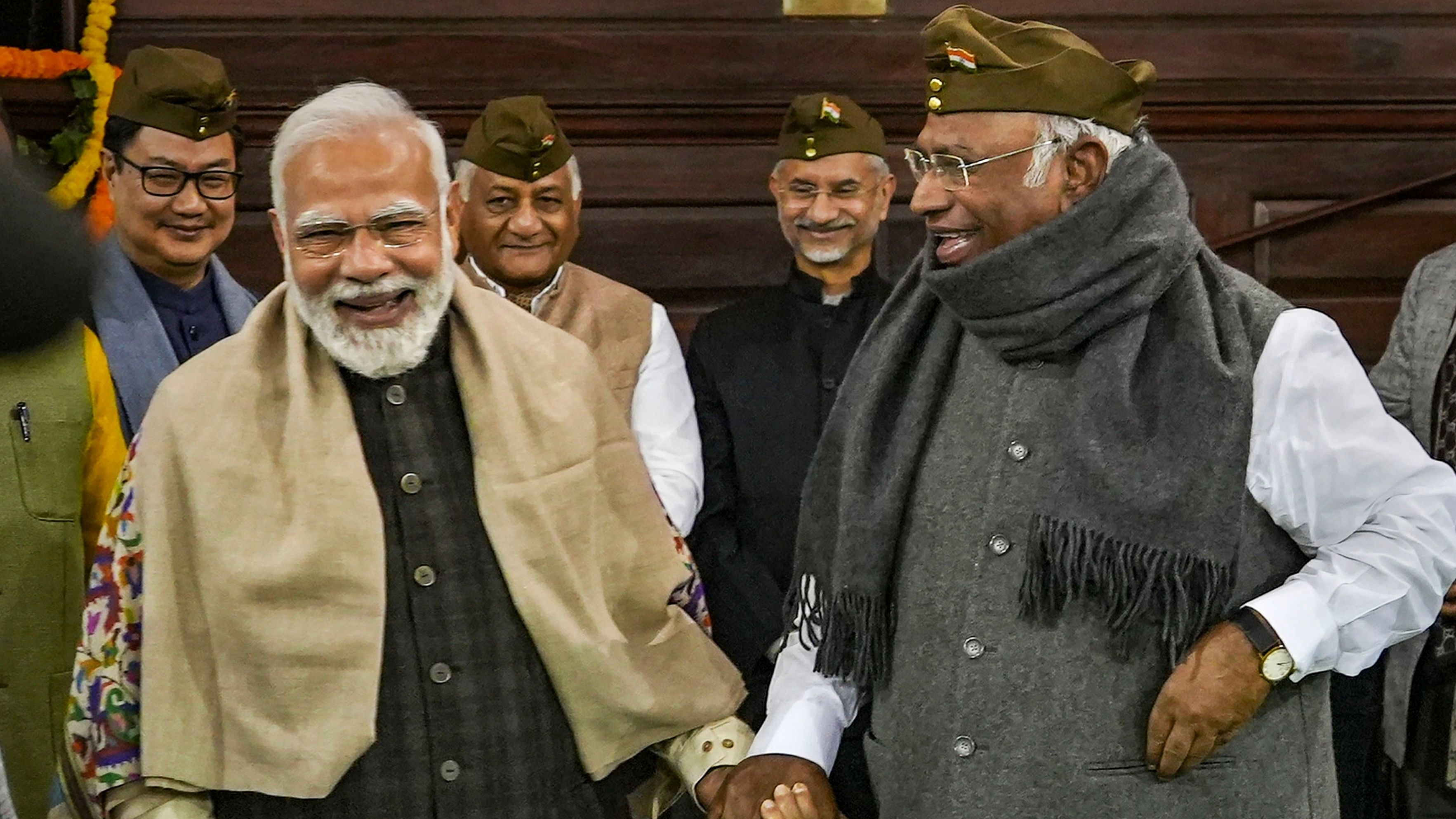 <div class="paragraphs"><p>A file photo of Prime Minister Narendra Modi interacting&nbsp;with Congress President Mallikarjun Kharge.</p></div>