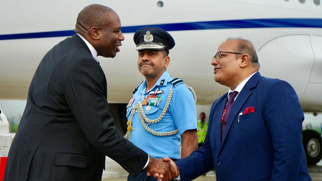 <div class="paragraphs"><p>British Foreign Secretary David Lammy with&nbsp;External Affairs Ministry spokesperson Randhir Jaiswal.</p></div>