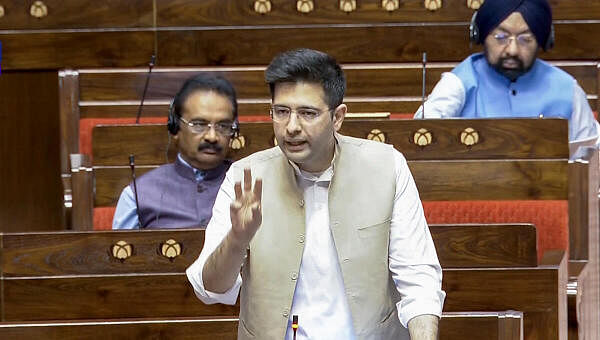 <div class="paragraphs"><p>AAP MP Raghav Chadha speaks in the Rajya Sabha during the Monsoon session of Parliament, in New Delhi.&nbsp;</p></div>