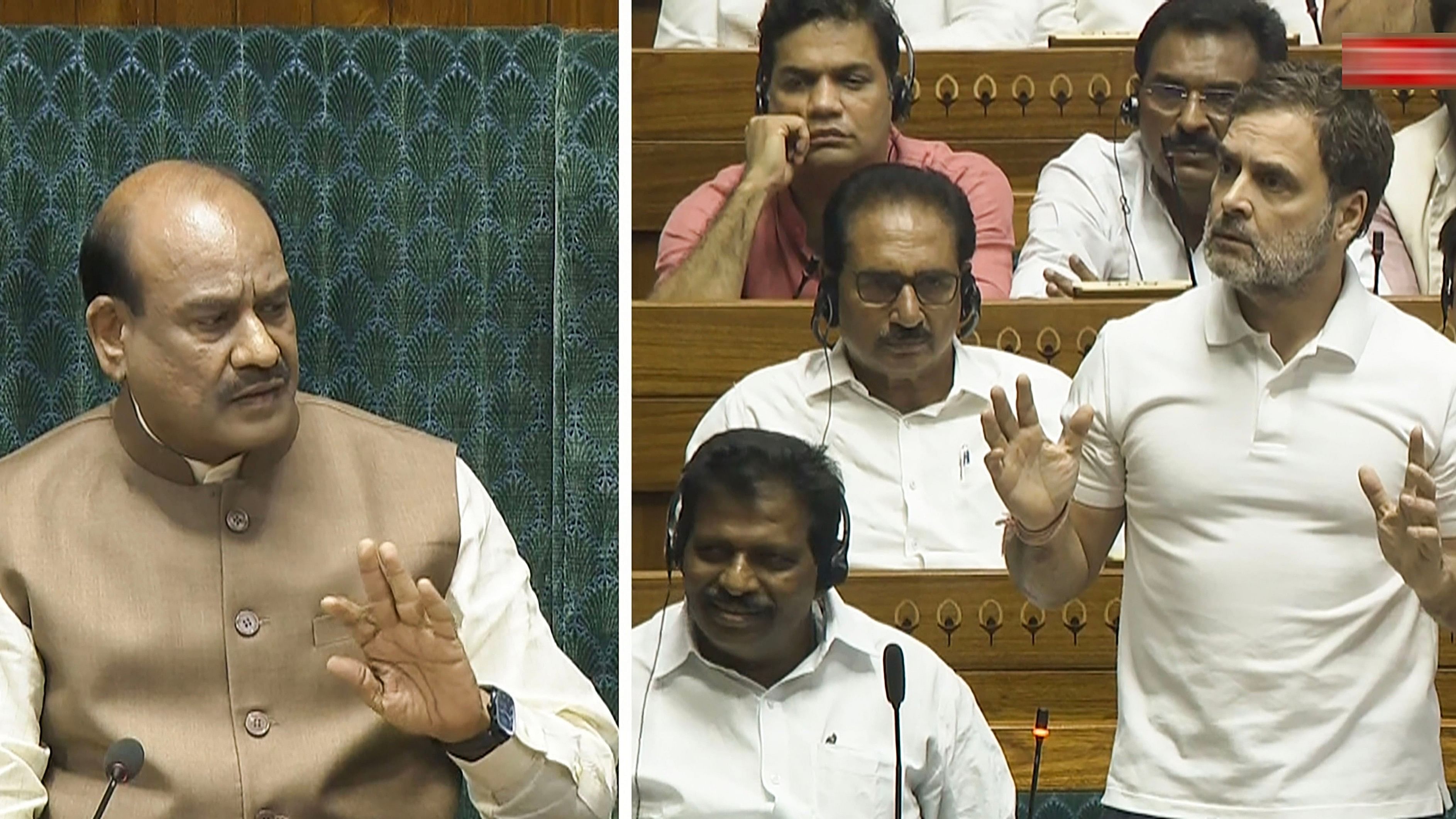 <div class="paragraphs"><p>Lok Sabha Speaker Om Birla reacts as Leader of Opposition Rahul Gandhi speaks in the House during Parliament session, in New Delhi, Monday, July 1, 2024.</p></div>