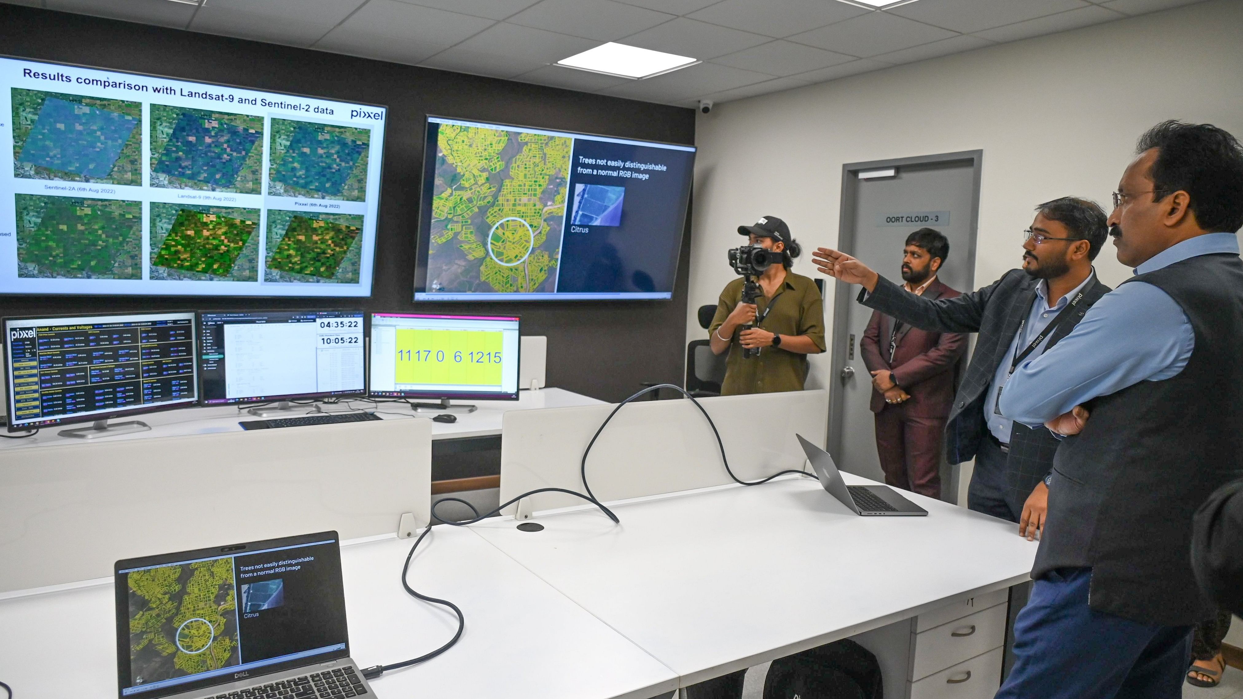 <div class="paragraphs"><p>S Somanath, Chairman ISRO looking at Pixxel's AIT facility after launch at Pixxel Space India Pvt Ltd, HBR layout in Bengaluru.</p></div>