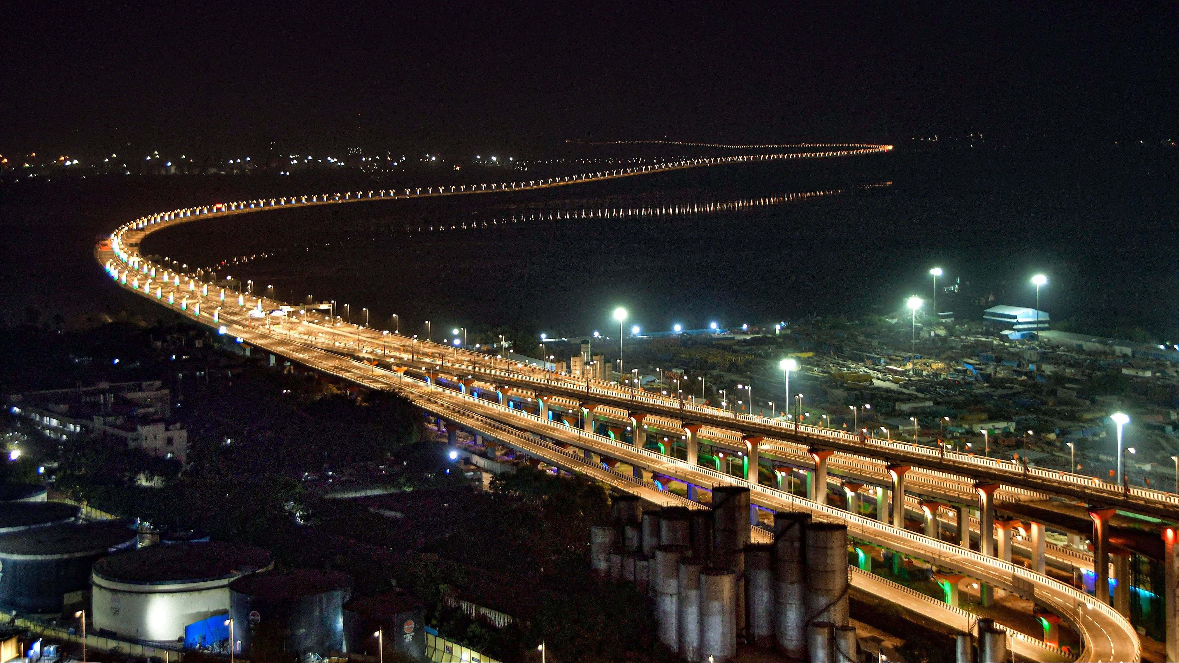 <div class="paragraphs"><p>Illuminated  Atal Setu after its inauguration, in Mumbai.</p></div>