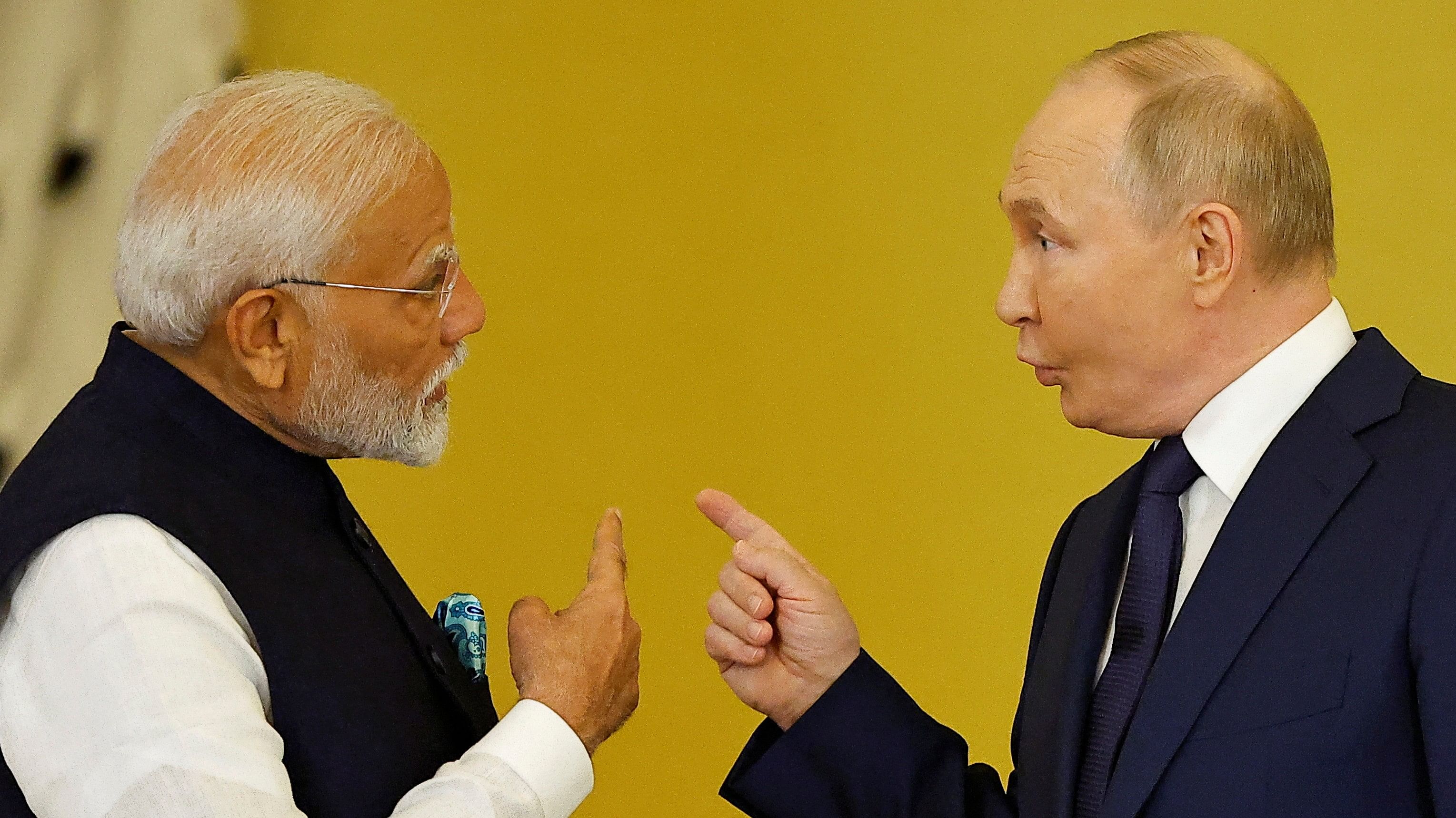 <div class="paragraphs"><p>Russia's President Vladimir Putin meets with India's Prime Minister Narendra Modi in Moscow.</p></div>