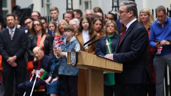 <div class="paragraphs"><p>British Prime Minister Keir Starmer delivers his speech outside Number 10 Downing Street, following the results of the election, in London, Britain, July 5, 2024. </p></div>