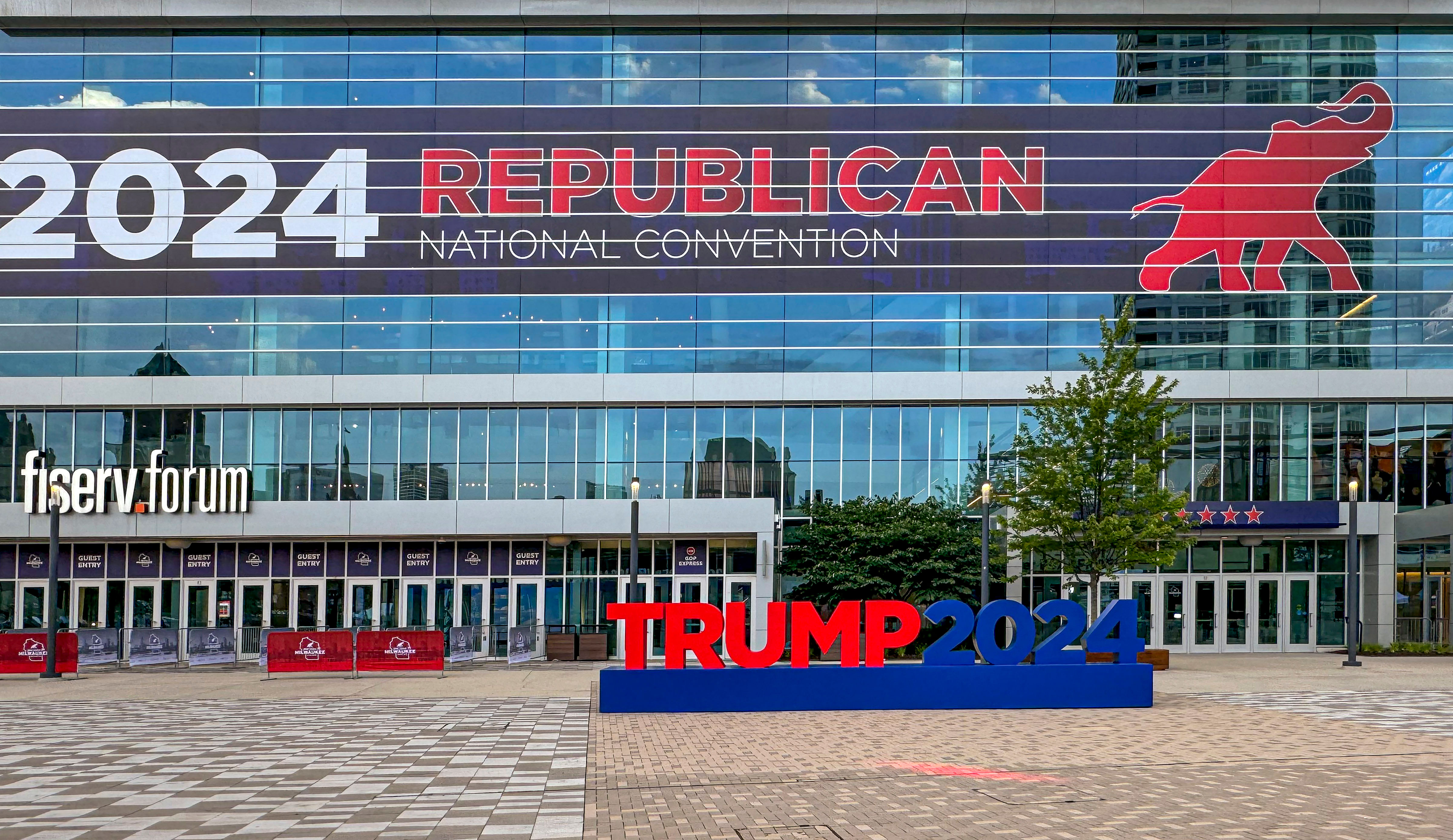 <div class="paragraphs"><p>View of the venue for the Republican National Convention which is held every four years. The convention begins Monday under an unprecedented security cover in the aftermath of the failed assassination attempt on its presumptive presidential nominee Donald Trump. </p></div>