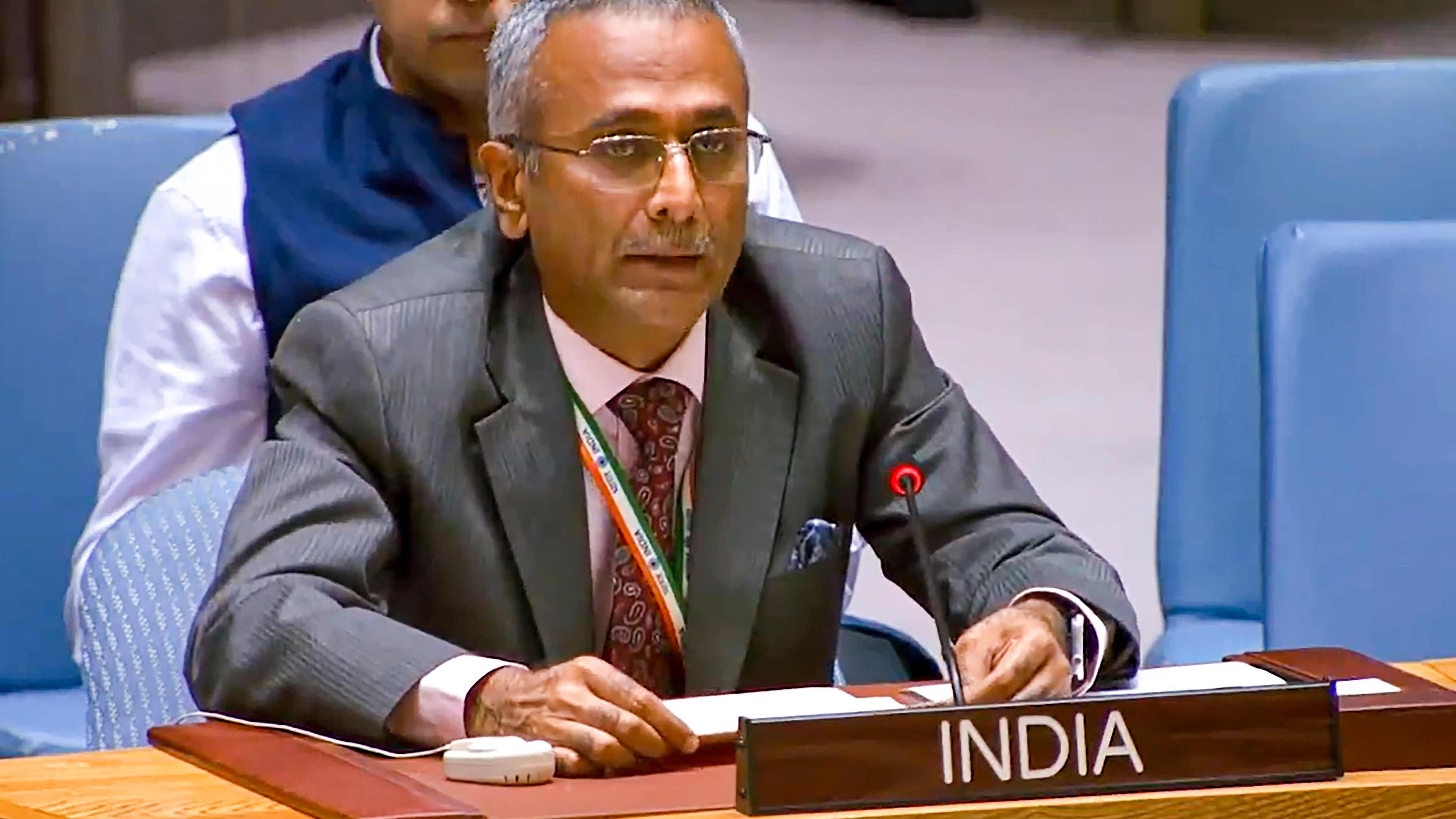 <div class="paragraphs"><p>Ambassador R Ravindra, Chargé d'Affaires and India's Deputy Representative to the UN.</p></div>