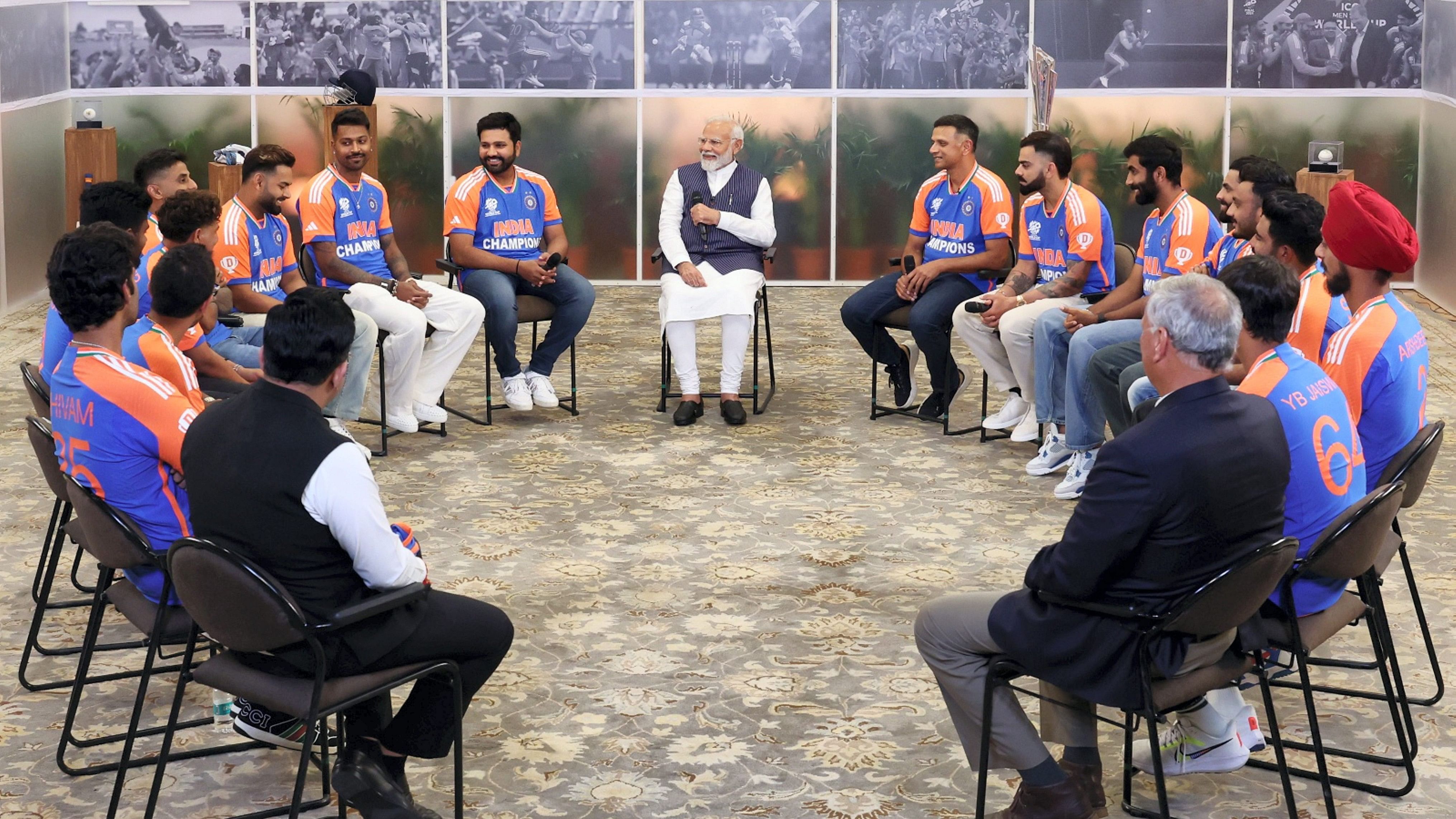 <div class="paragraphs"><p>Prime Minister Narendra Modi during an interaction with the 2024 T20 World Cup-winning Indian team, in New Delhi.</p></div>