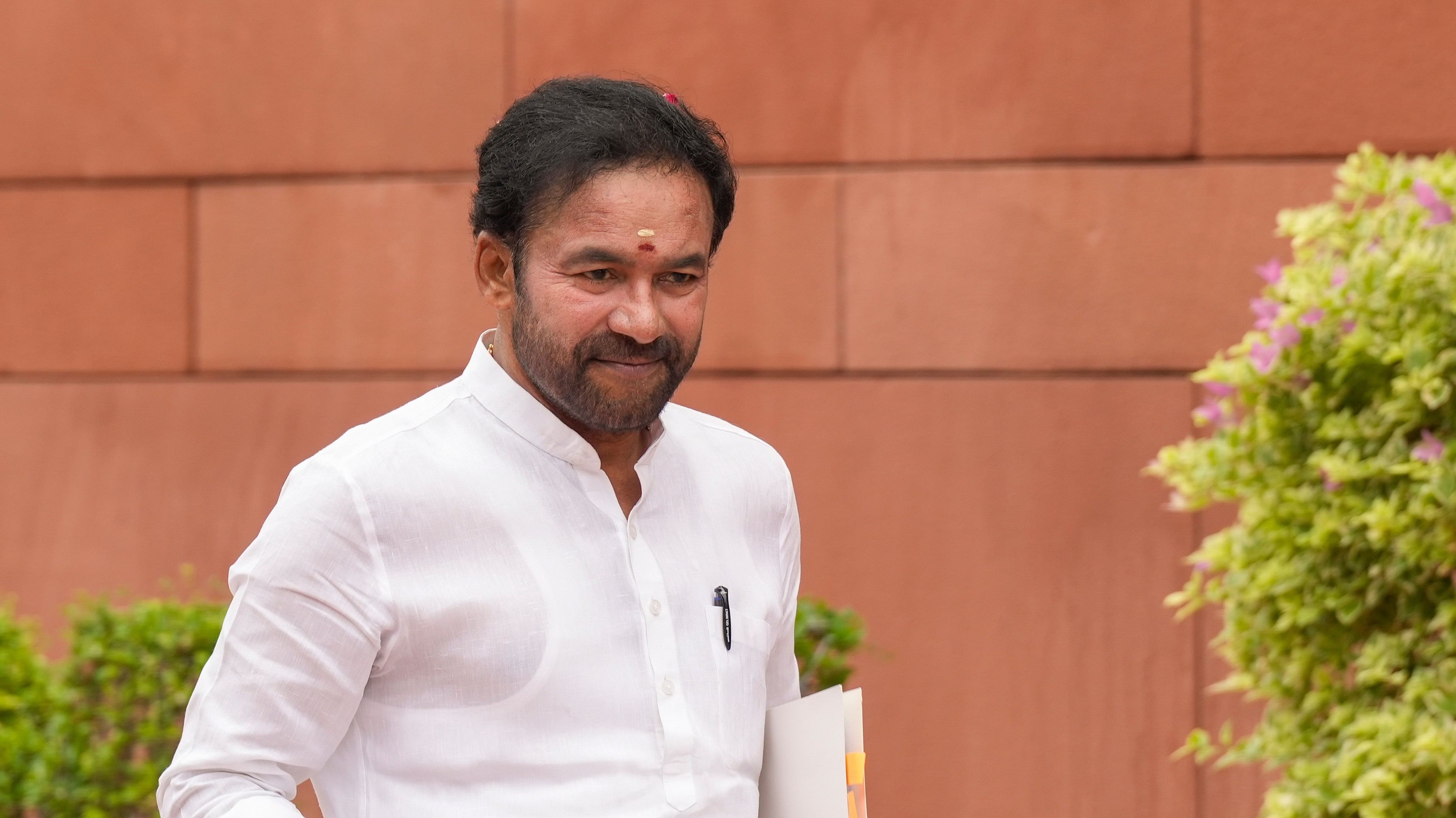 <div class="paragraphs"><p>Union Minister G Kishan Reddy arrives to attend the Parliament session, in New Delhi.</p></div>