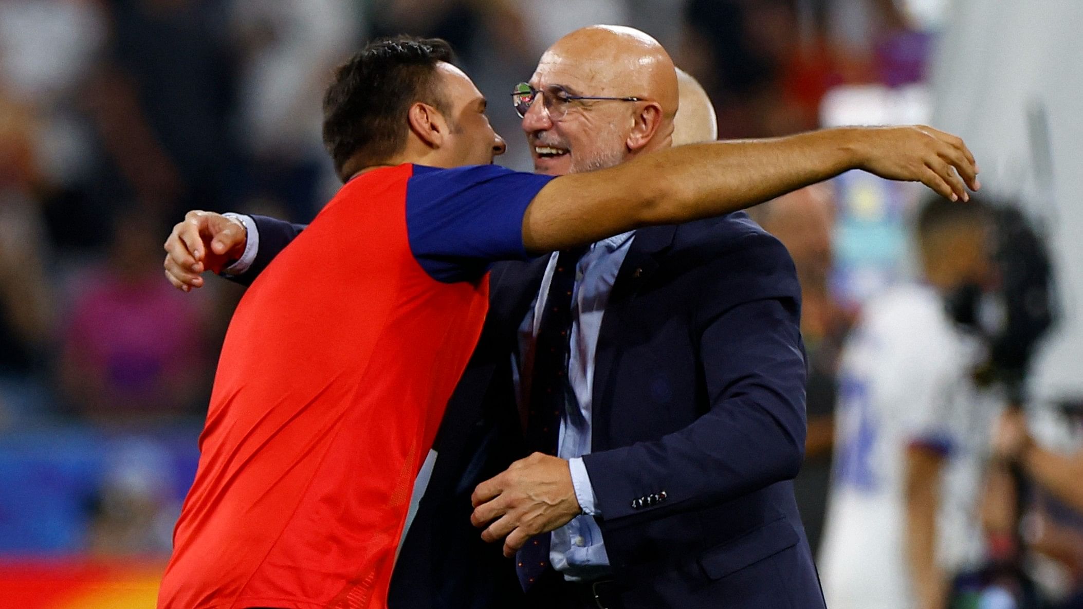 <div class="paragraphs"><p>Spain coach Luis de la Fuente celebrates after the match against France in Euro 2024.</p></div>