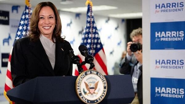 <div class="paragraphs"><p>US Vice President Kamala Harris speaks at her Presidential Campaign headquarters in Wilmington.</p></div>