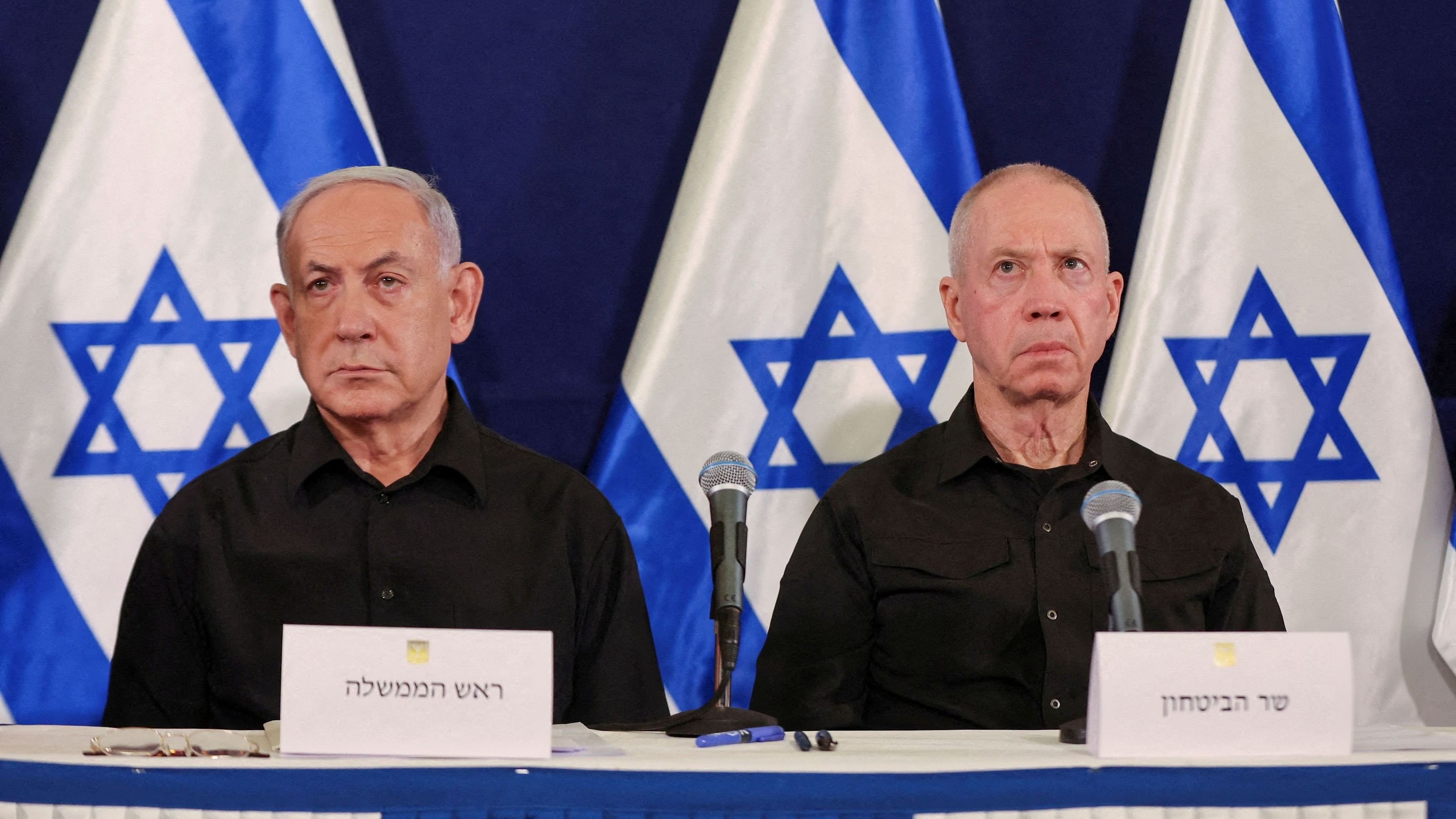 <div class="paragraphs"><p> Israeli prime minister Benjamin Netanyahu and defense minister Yoav Gallant.</p></div>