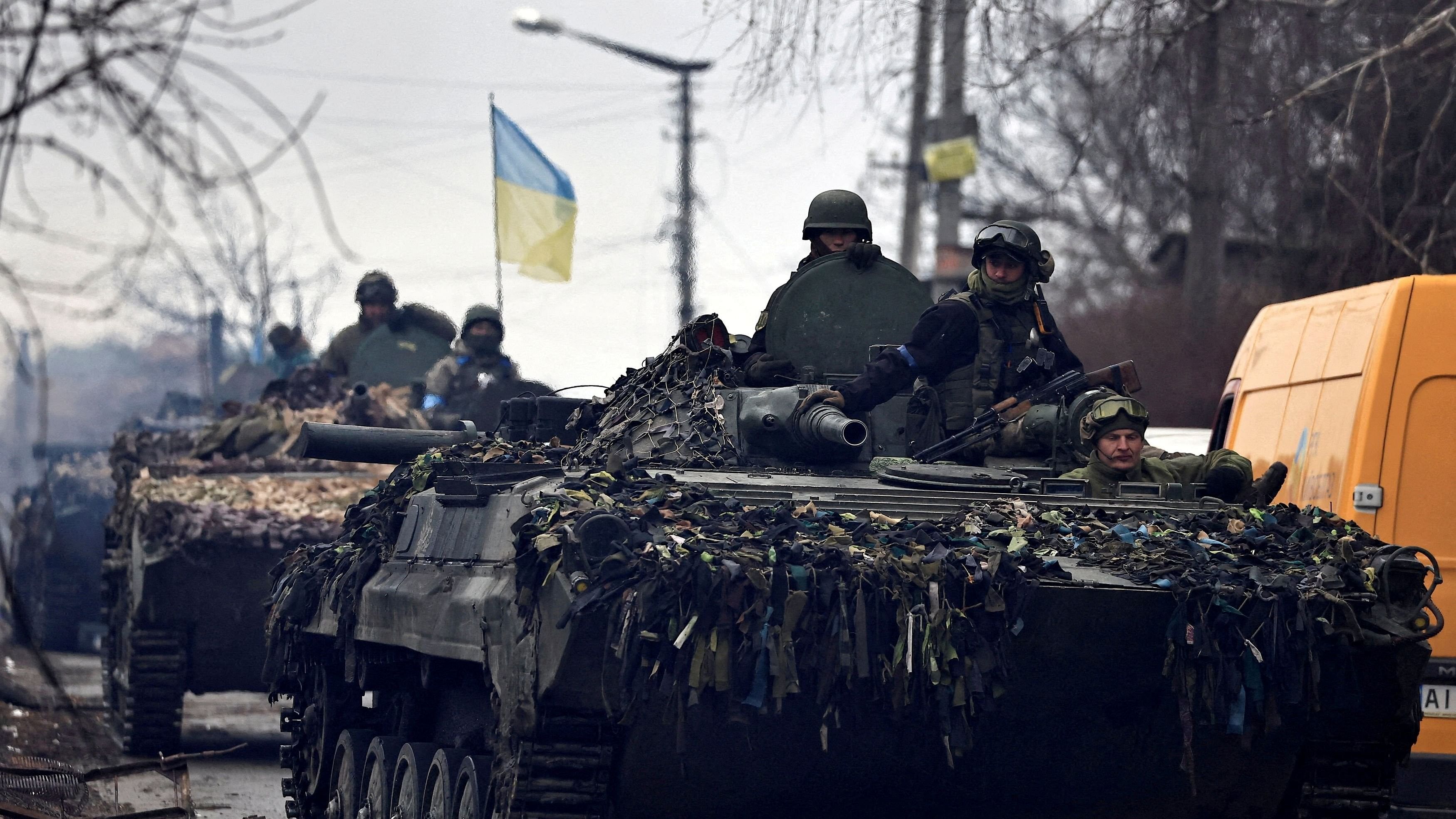 <div class="paragraphs"><p>Ukrainian soldiers are pictured in their tanks, amid Russia's invasion on Ukraine.</p></div>