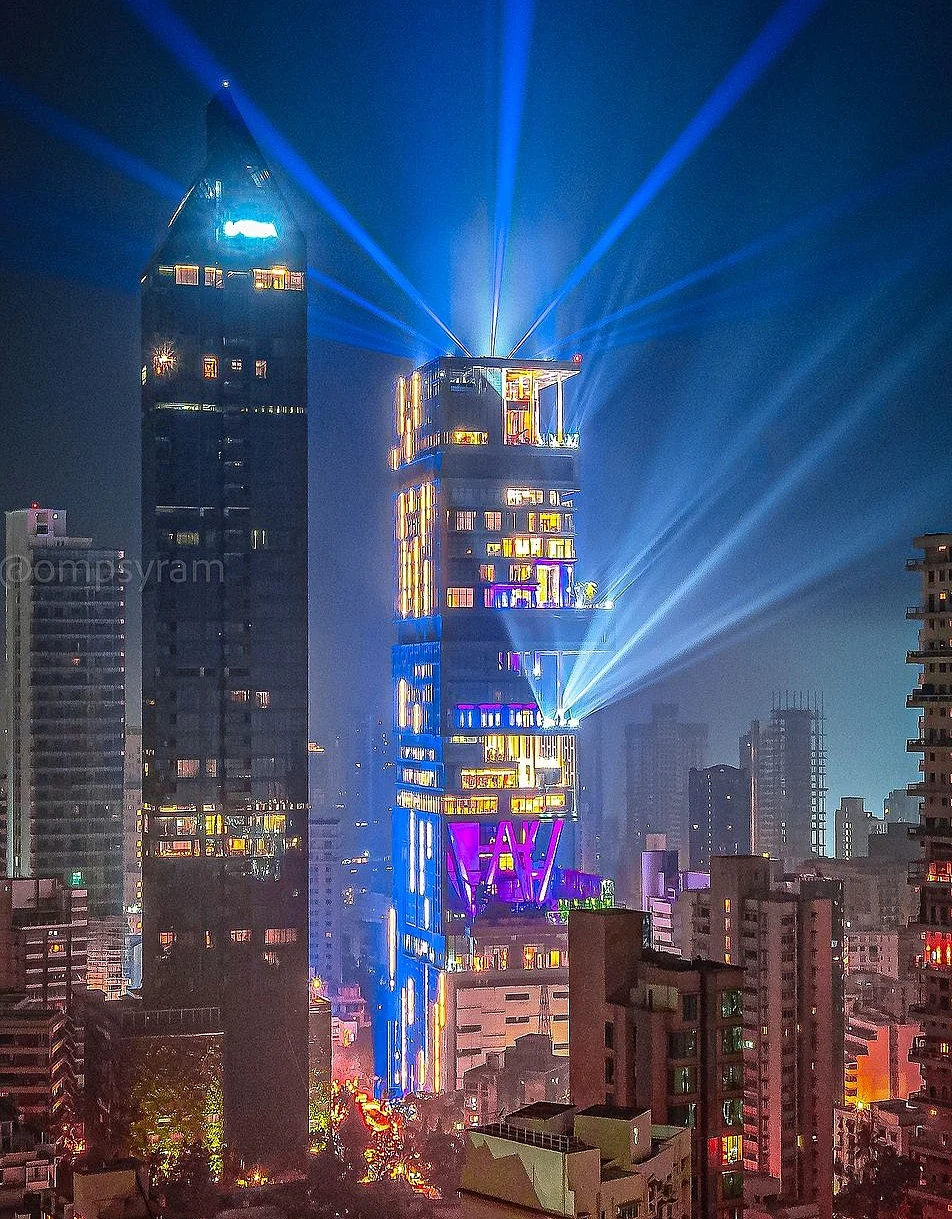 Antilia decked up ahead of Anant Ambani's wedding