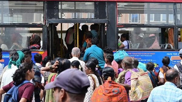 <div class="paragraphs"><p>The number of passengers using NWKRTC buses has drastically increased after the launch of 'Shakti' scheme for women.</p></div>