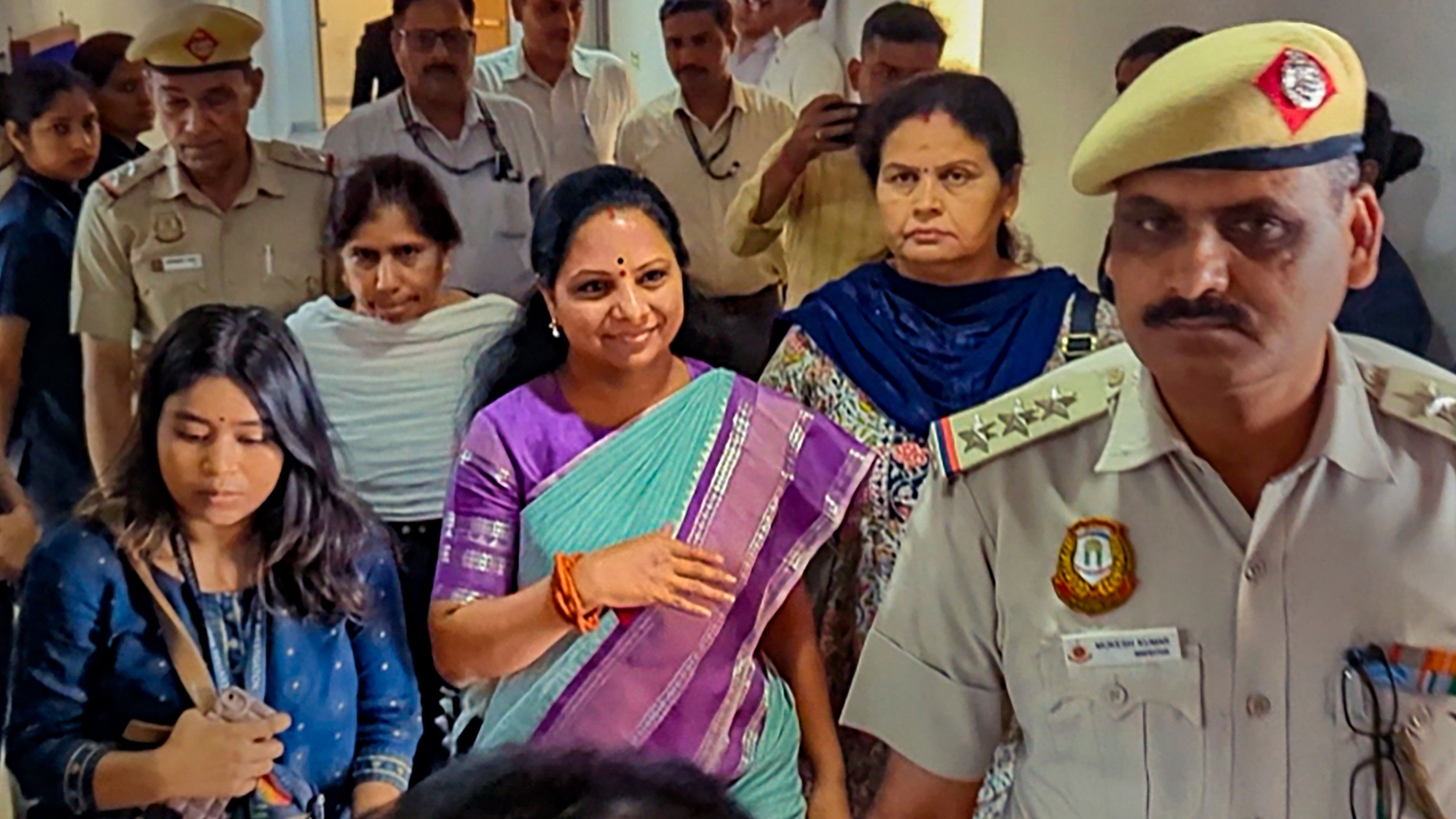 <div class="paragraphs"><p>BRS leader K Kavitha leaves the Rouse Avenue Court after being produced by the Central Bureau of Investigation (CBI) in the Delhi liquor policy case, in New Delhi.&nbsp;</p></div>