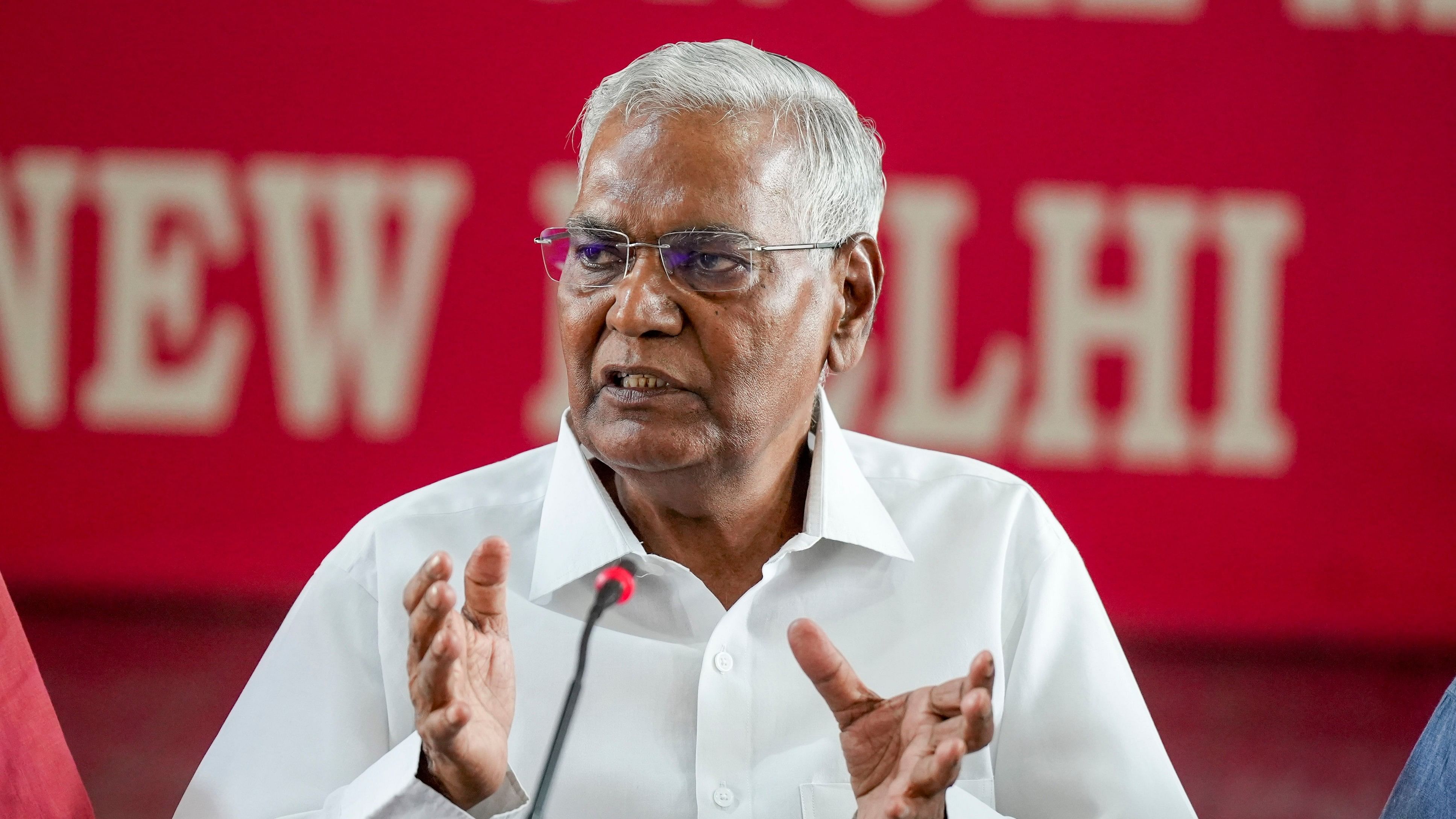 <div class="paragraphs"><p>Communist Party of India (CPI) General Secretary D Raja addresses a press conference at party headquaters, in New Delhi, Tuesday, July 16, 2024. </p></div>