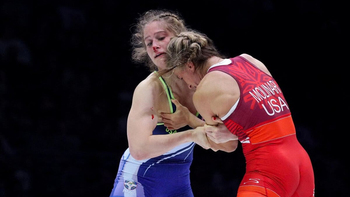 <div class="paragraphs"><p>File photo of Amit Elor (left) wrestling Forrest Molinari (right) in the 68 kilograms Freestyle Championship Final during day two of the US Olympic Wrestling Team Trials.</p></div>