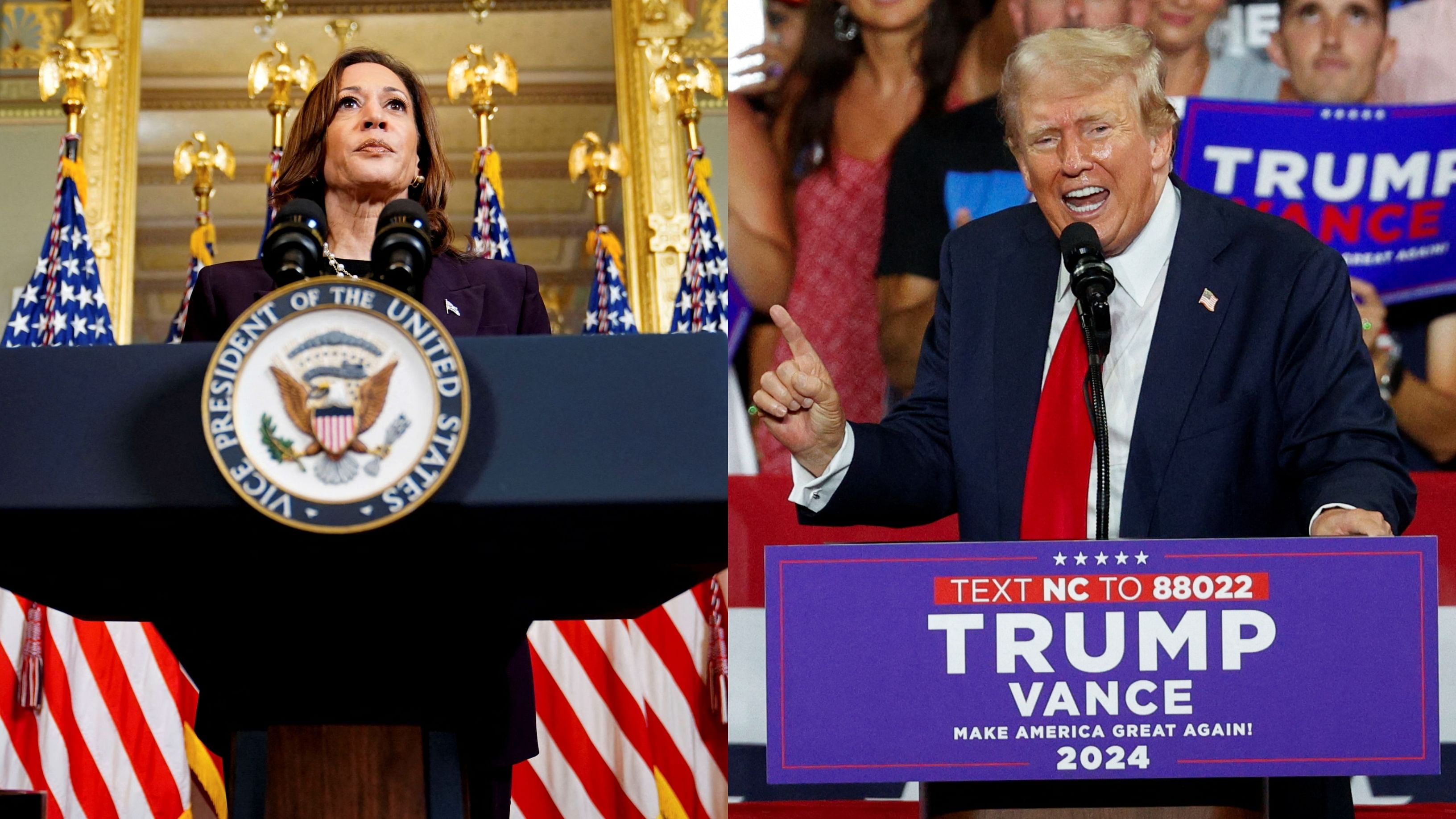 <div class="paragraphs"><p>US Presidential Election rivals Kamala Harris (L) and Donald Trump (R).</p></div>